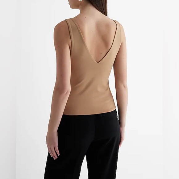 Express Tops - Express Body Contour High Compression Double V-Neck Tank